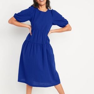 NWT Old Navy Tiered Puff Sleeve All Day MIDI Dress